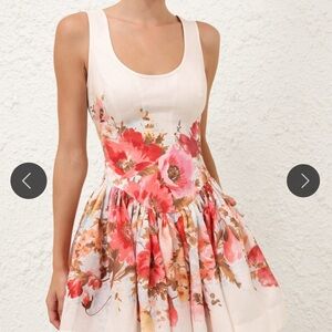 Zimmermann Floral Mini Dress in Pink and Red Sz 1